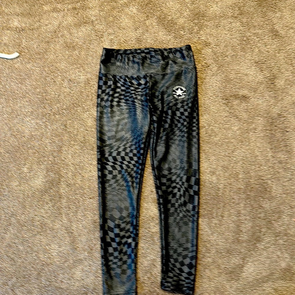 Girls converse athletic pants black and gray small (8-10)